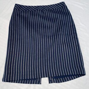 Tahari Arthur Levine Skirt Office Mob Wife Lined Classic Nautical Pinstripe 10P